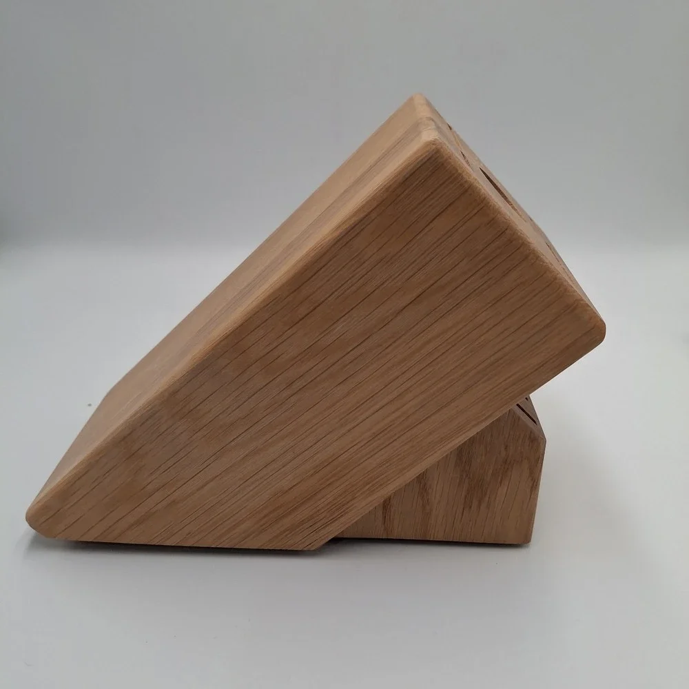 CUTCO 13-Slot Wood Knife Block Oak Holder Storage 12 Knives + Sharpener USA Made